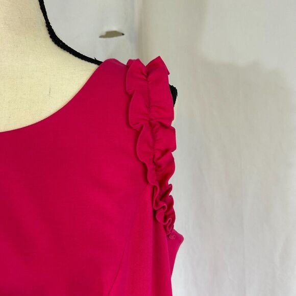 TALBOTS RSVP Hot Pink Sheath Pencil Sleeveless Dress w/ Ruffle Sz 14WP  petite - Picture 6 of 10
